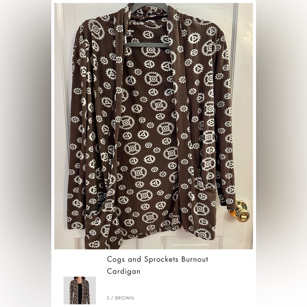 Svaha Cogs and Sprockets Burnout Cardigan, size small, VGUC
